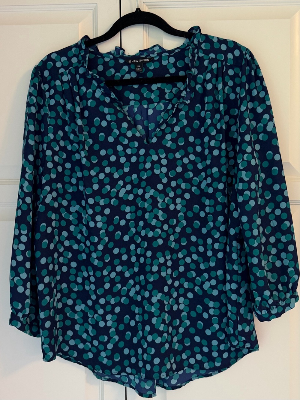 41 Hawthorn Teal Dot V-Neck Blouse